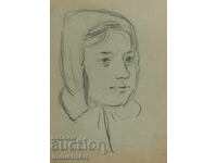 Desen vechi schiță creion portret feminin