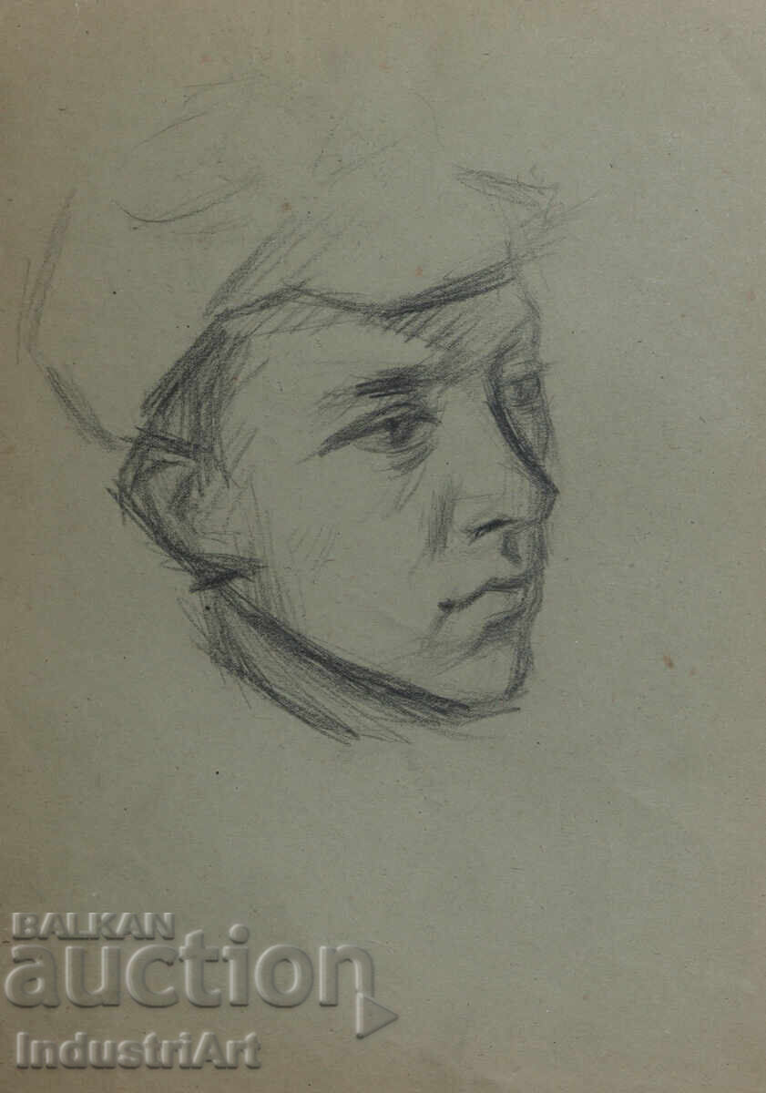 Auction Old drawing sketch pencil male portrait Auction Old drawing sketch pencil male portrait