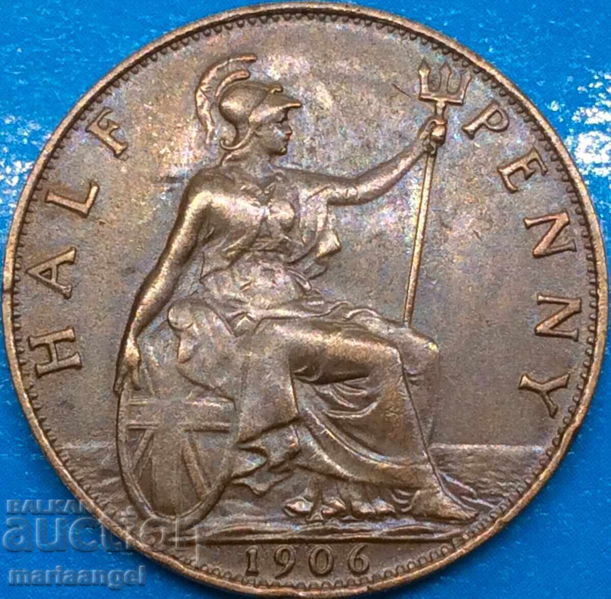 Δημοπρασία Ηνωμένο Βασίλειο 1/2 πένες 1906 Έντουαρντ χάλκινο - ποιότητα!