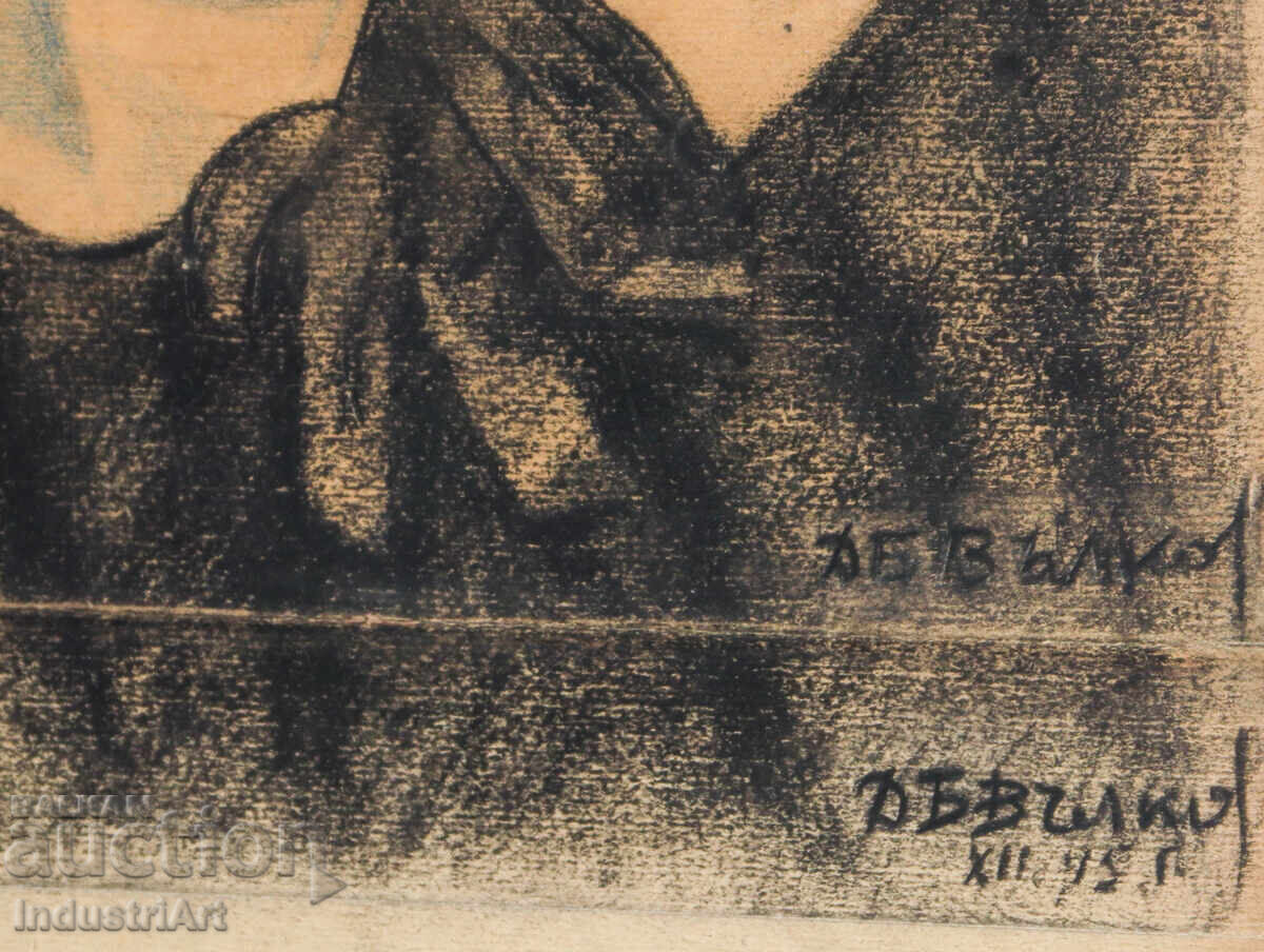 1945 g. Παλιά παστέλ ζωγραφιά γυναικείου πορτρέτου - 6