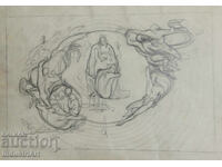 Schiță de desen abstract cu creion, portret, figuri