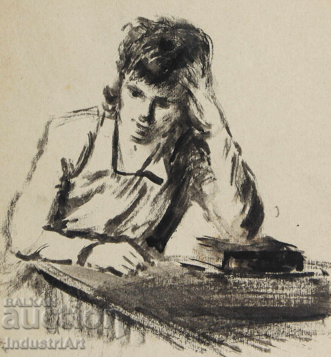 Доставка на Стара рисунка туш мъжки портрет