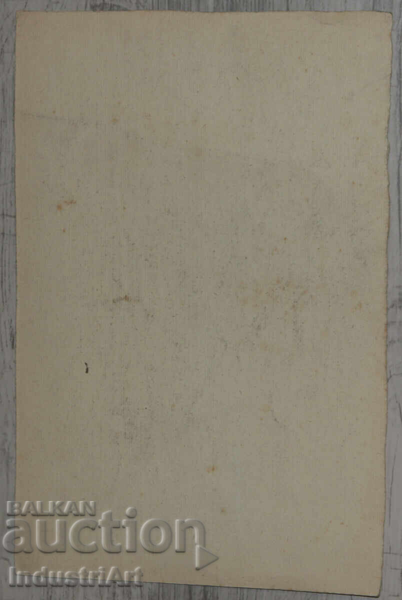 Стара рисунка туш мъжки портрет - 6