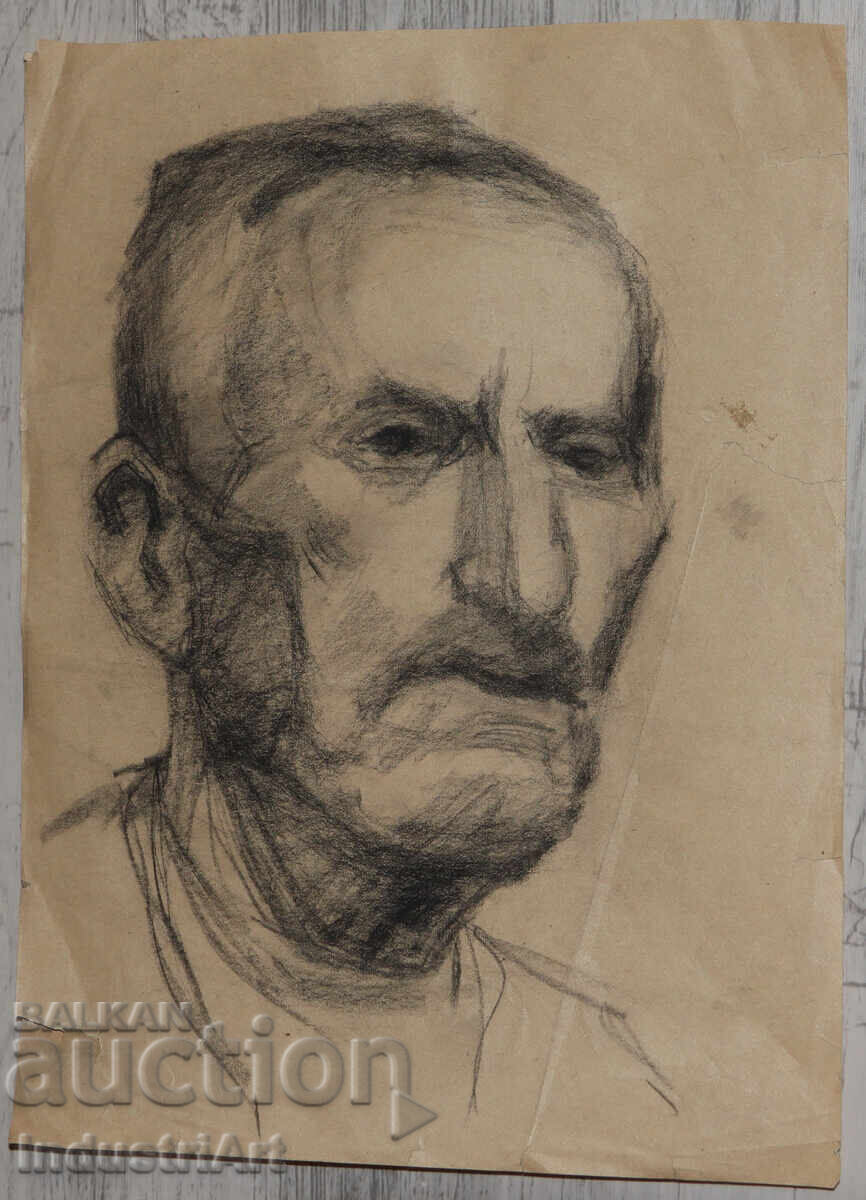 Old charcoal drawing male portrait with price 100.00 BGN | € 51.13