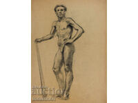 Desen vechi în creion, portret corp gol