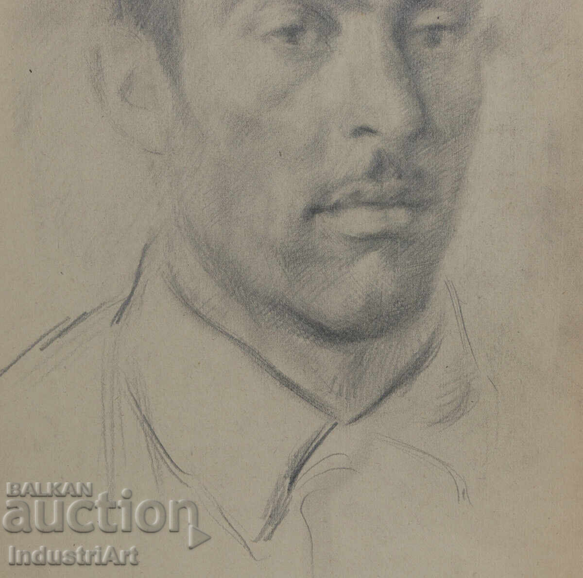 Old pencil drawing male portrait - 6