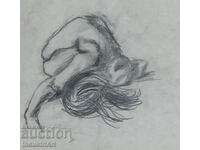 Desen vechi în creion, portret corp gol