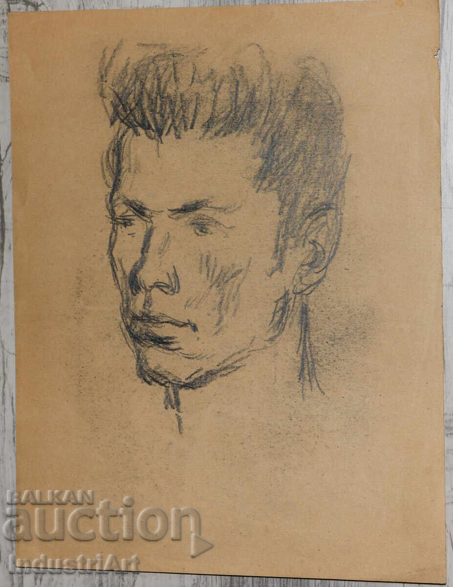 Παλιό σχέδιο με μολύβι ανδρικό πορτρέτο με τιμή 100.00 BGN | € 51.13