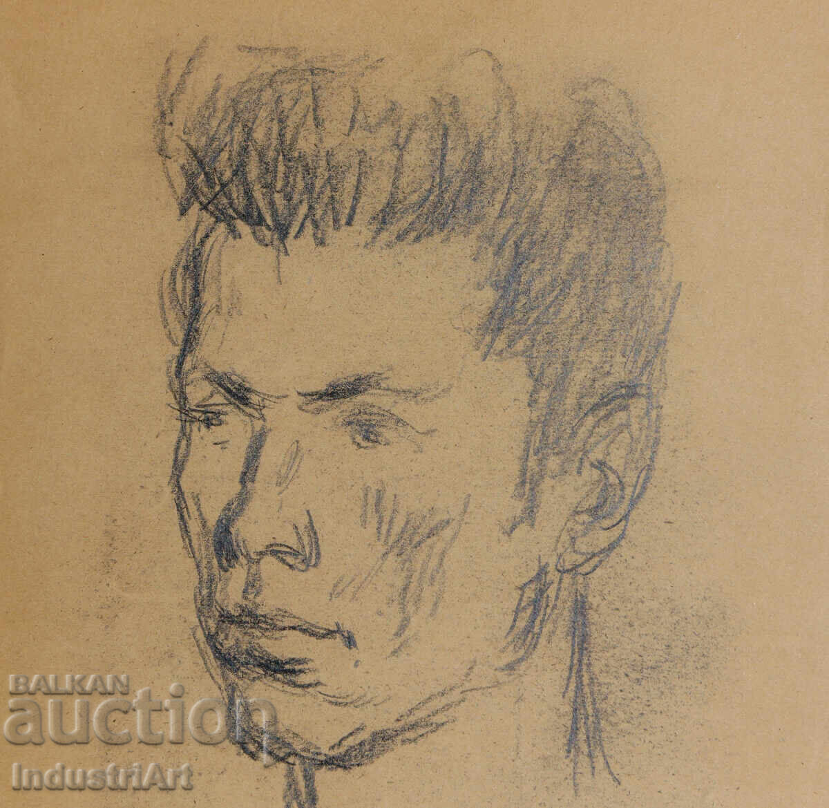 Παράδοση Παλιό σχέδιο με μολύβι ανδρικό πορτρέτο