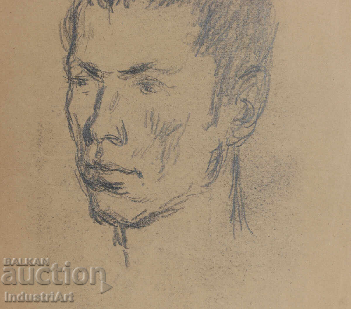 Παλιό σχέδιο με μολύβι ανδρικό πορτρέτο - 5