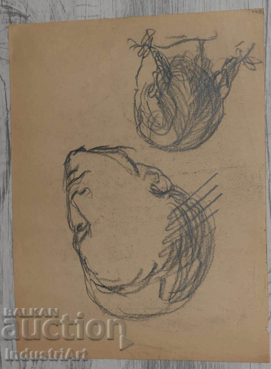 Παλιό σχέδιο με μολύβι ανδρικό πορτρέτο - 6