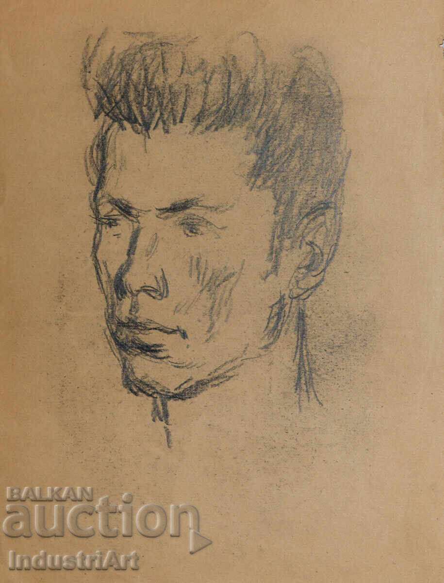 Παλιό σχέδιο με μολύβι ανδρικό πορτρέτο