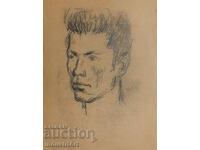 Παλιό σχέδιο με μολύβι ανδρικό πορτρέτο