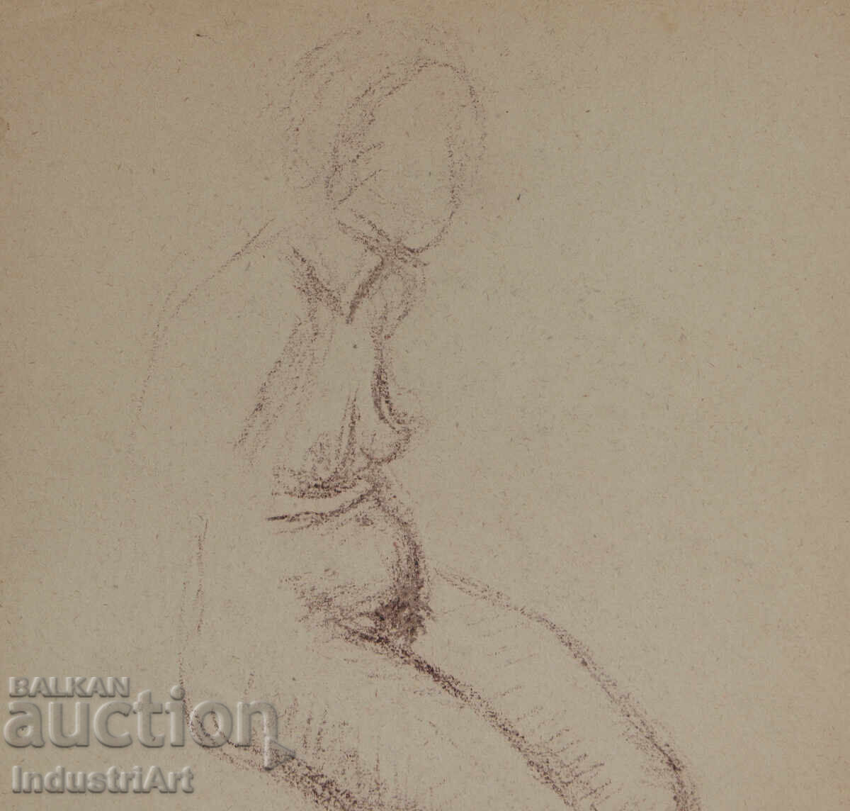Delivery of Old drawing, pastel study, portrait, nude body