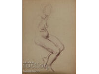 Παλιά ζωγραφιά, σπουδή με παστέλ, πορτρέτο γυμνού σώματος