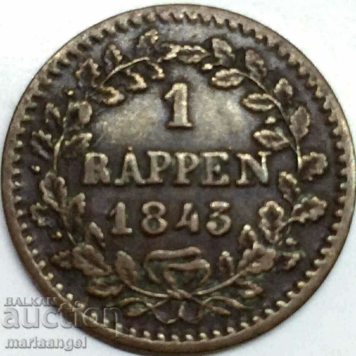 Παράδοση Switzerland 1 Rapen 1843 Canton of Lucerne