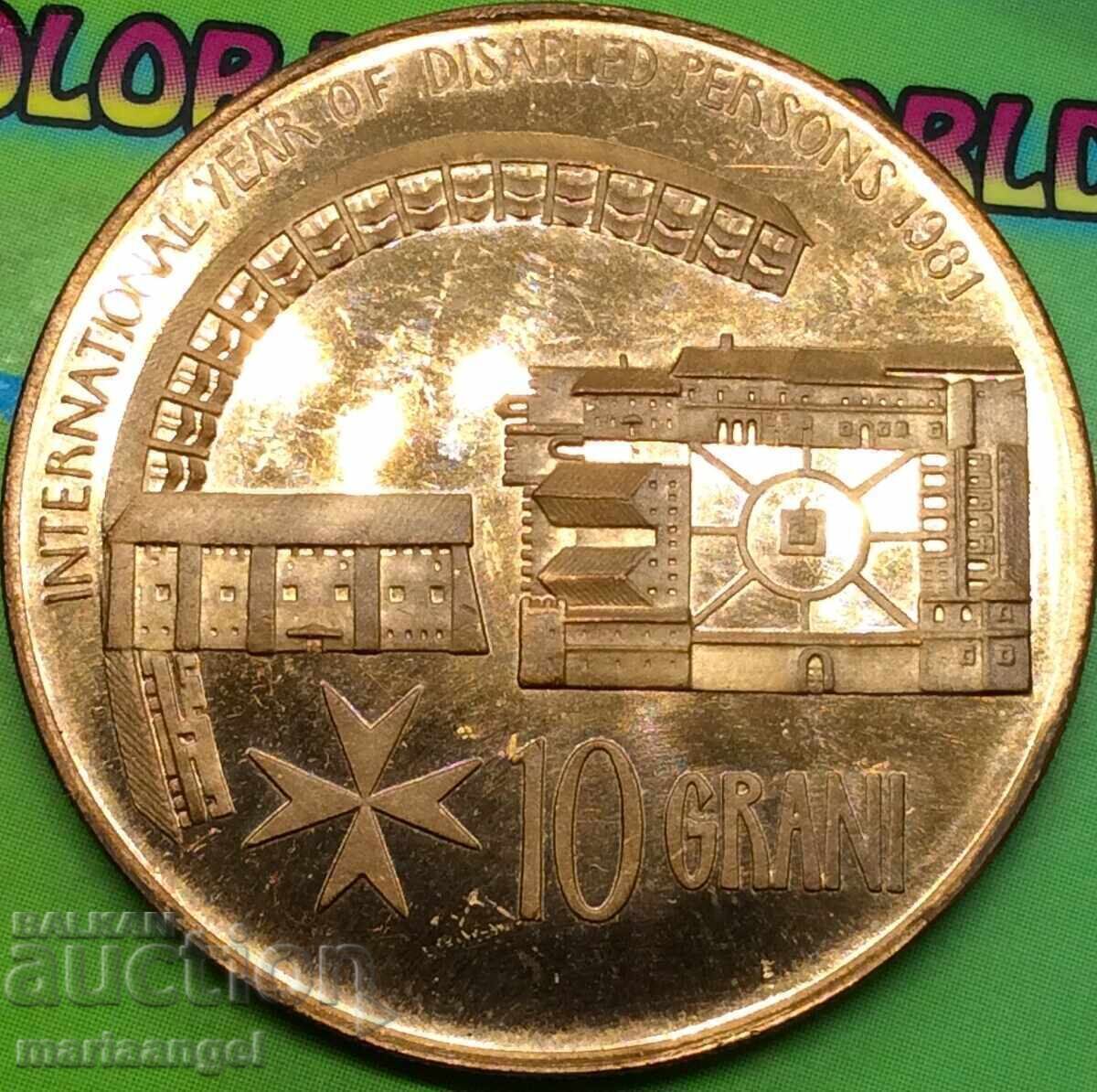 Maltese Order 10 Grani 1984 S.M. Order of Malta Bronze