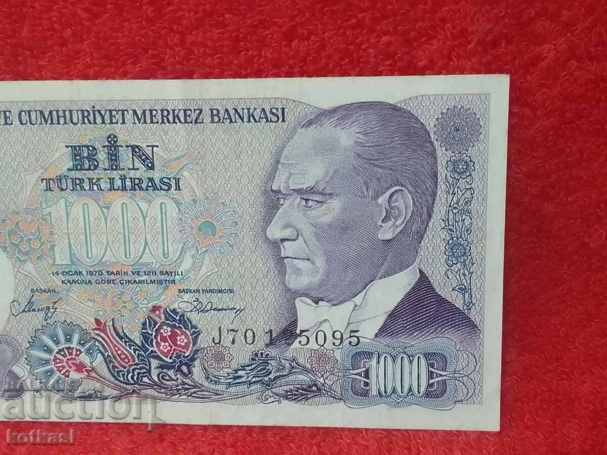Licitație Bancnotă Veche 1000 Lire 1970 Turcia LirasI