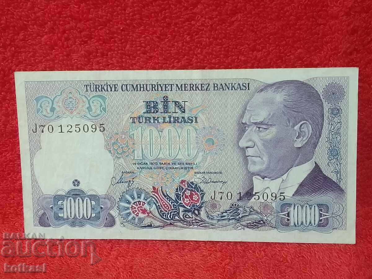 Bancnotă Veche 1000 Lire 1970 Turcia LirasI
