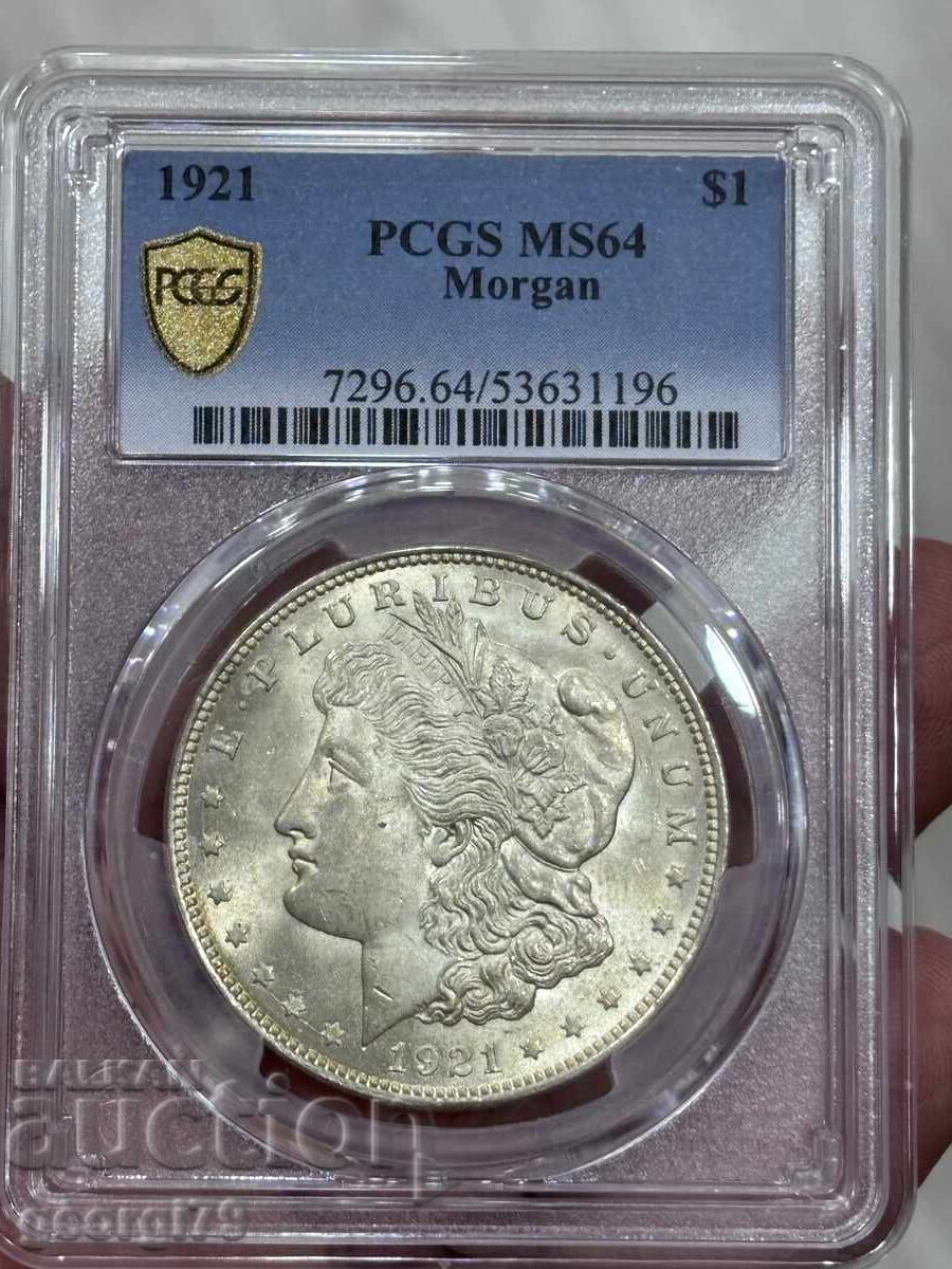 1 Δολάριο Μόργκαν 1921 PCGS MS 64