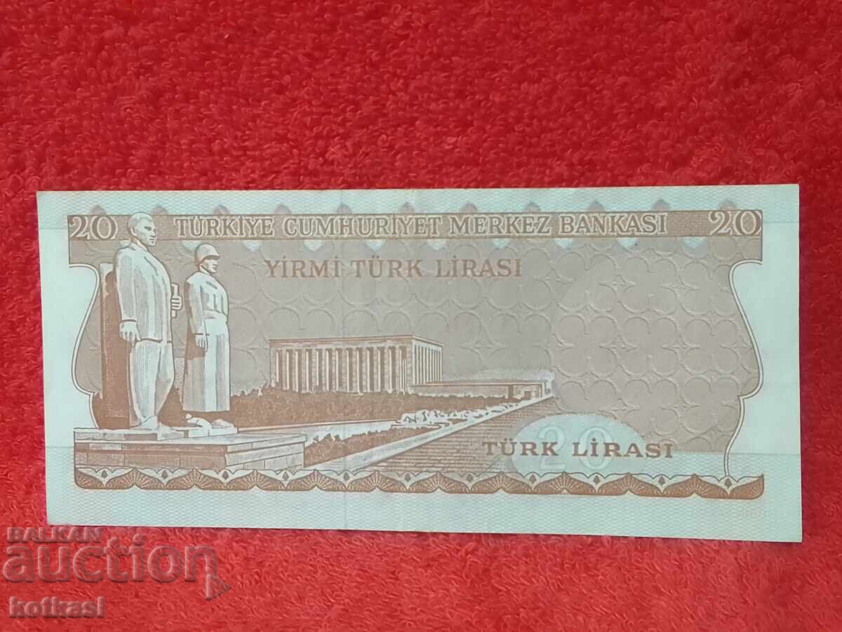 Delivery of Old Banknote 20 Lira 1970 Turkey