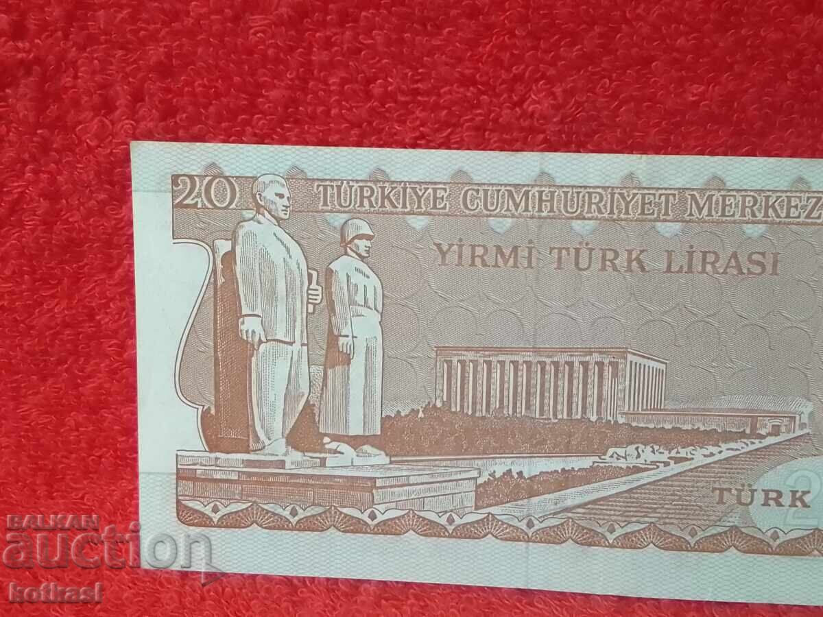 Old Banknote 20 Lira 1970 Turkey - 5