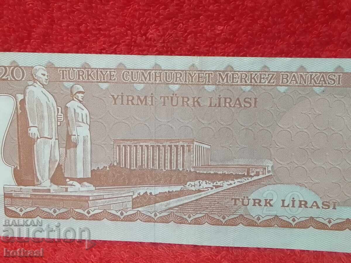 Old Banknote 20 Lira 1970 Turkey - 7