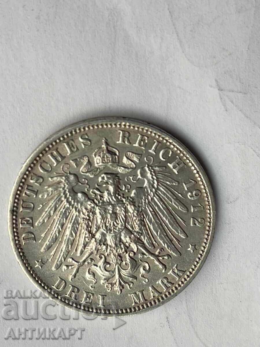 Germany Rare Silver Coin 3 Marks Otto 1912 Bavaria with price 57.00 BGN | € 29.14 Germany Rare Silver Coin 3 Marks Otto 1912 Bavaria with price 57.00 BGN | € 29.14