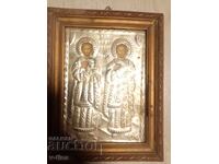 Παλιά ορθόδοξη ελληνική εικόνα με επένδυση