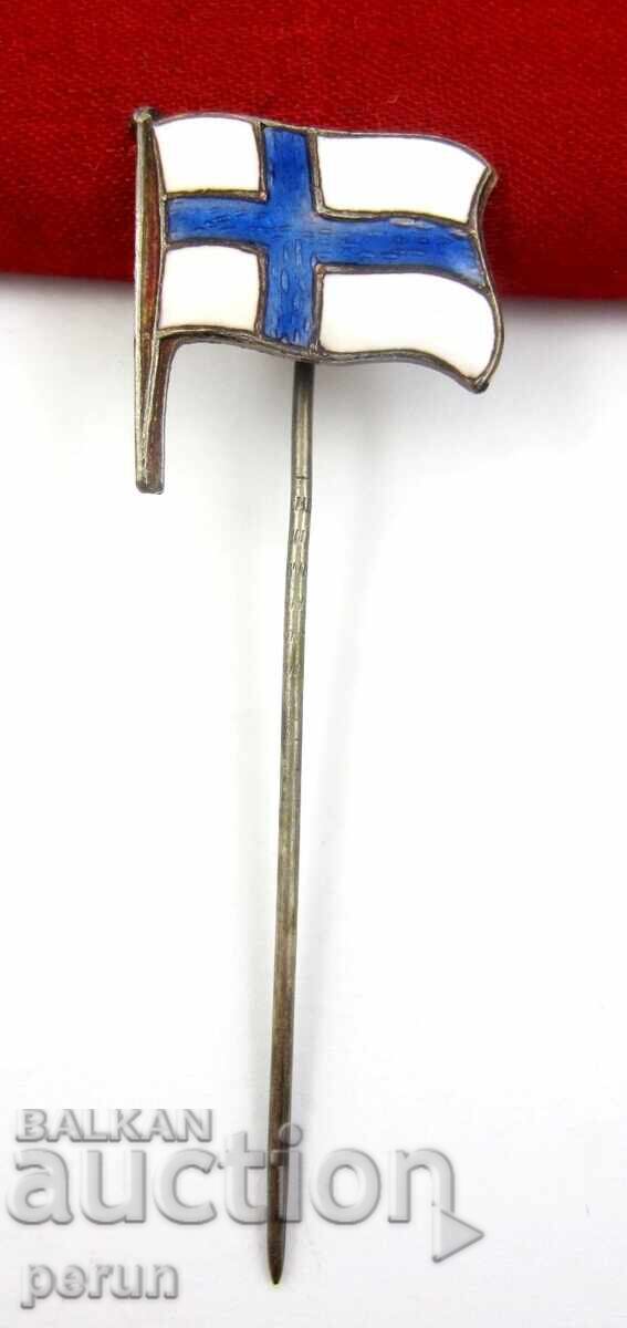 Аукцион Много стара значка-Флаг на Финландия-Топ емайл