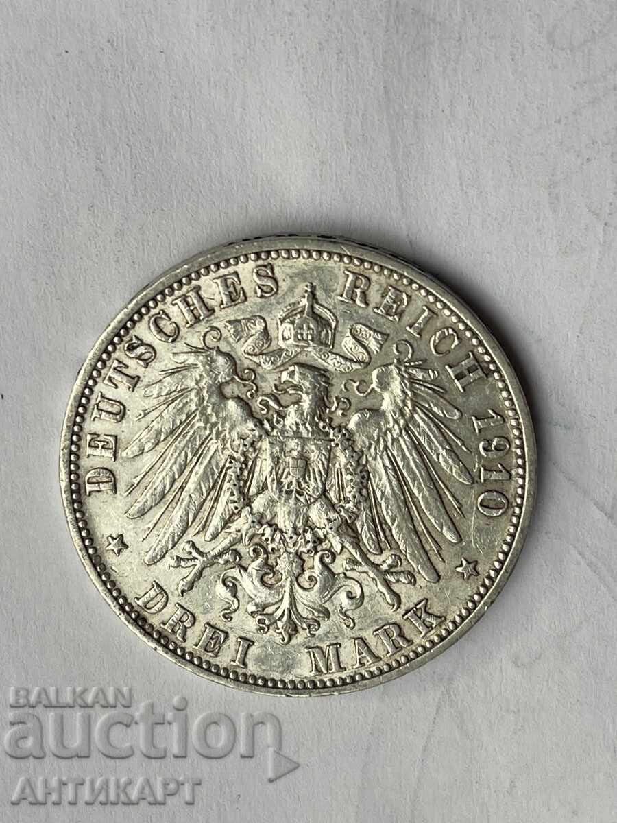 Red srebŭrna moneta 3 marka 1910 Γερμανία Βυρτεμβέργη με τιμή 70.00 BGN | € 35.79 Red srebŭrna moneta 3 marka 1910 Γερμανία Βυρτεμβέργη με τιμή 70.00 BGN | € 35.79