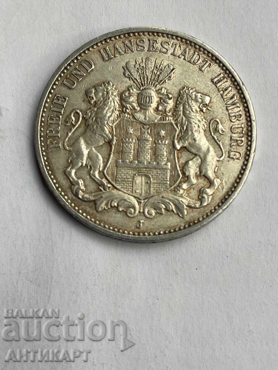 Germany Rare Silver Coin 3 Marks 1911 Hamburg Silver Germany Rare Silver Coin 3 Marks 1911 Hamburg Silver