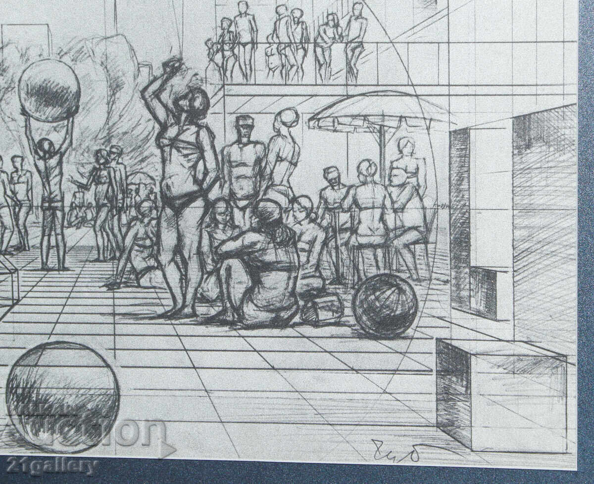 Petăr Chuhovski (1922-1995) Litografie compoziție figurativă - 5