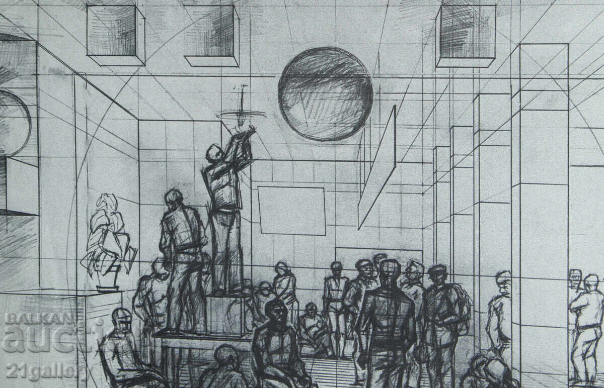 Παράδοση Πέταρ Τσουχόφσκι (1922-1995) Λιθογραφία φιγούρας σύνθεση