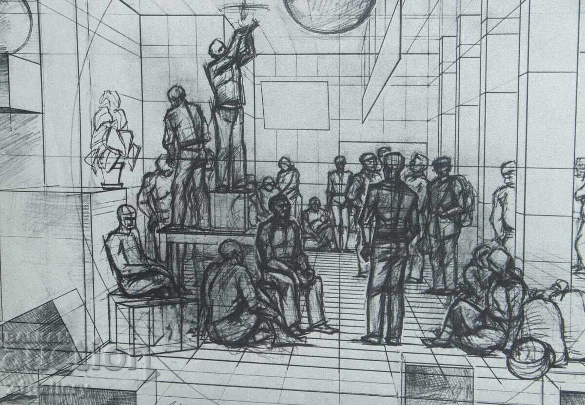 Πέταρ Τσουχόφσκι (1922-1995) Λιθογραφία φιγούρας σύνθεση - 5