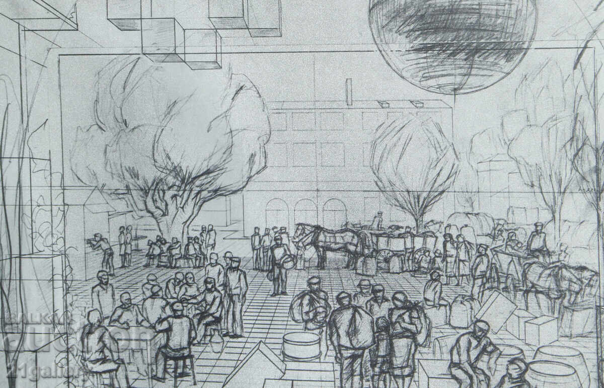 Delivery of Peter Chuhovski (1922-1995) Lithograph figurative composition Delivery of Peter Chuhovski (1922-1995) Lithograph figurative composition