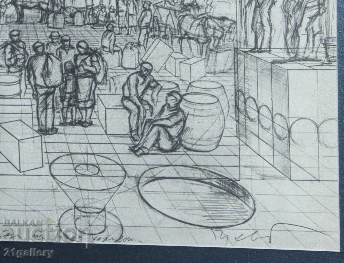 Peter Chuhovski (1922-1995) Lithograph figurative composition - 6 Peter Chuhovski (1922-1995) Lithograph figurative composition - 6