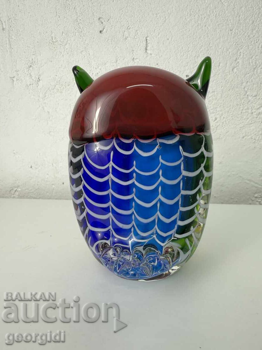 Παράδοση Έγχρωμο γυάλινο ειδώλιο κουκουβάγιας - Murano. №7631