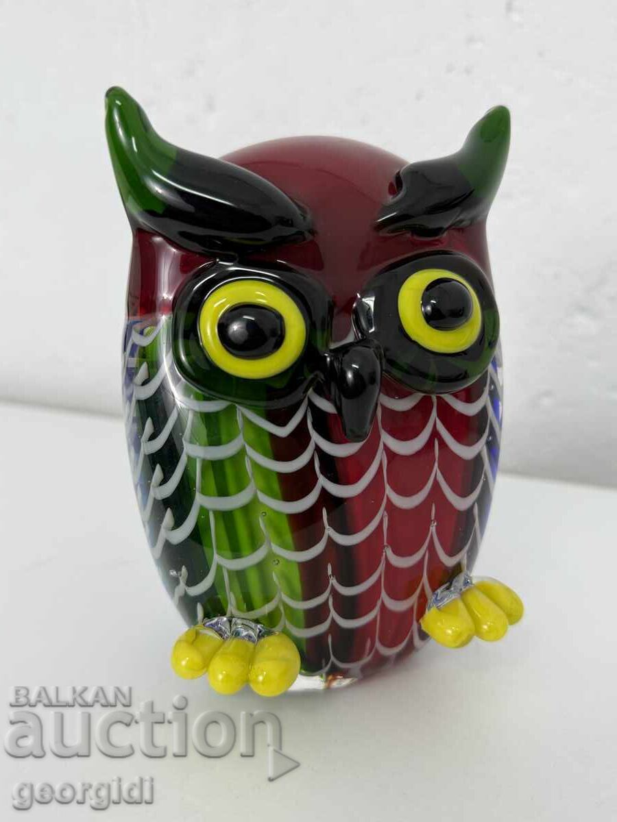 Έγχρωμο γυάλινο ειδώλιο κουκουβάγιας - Murano. №7631 - 6