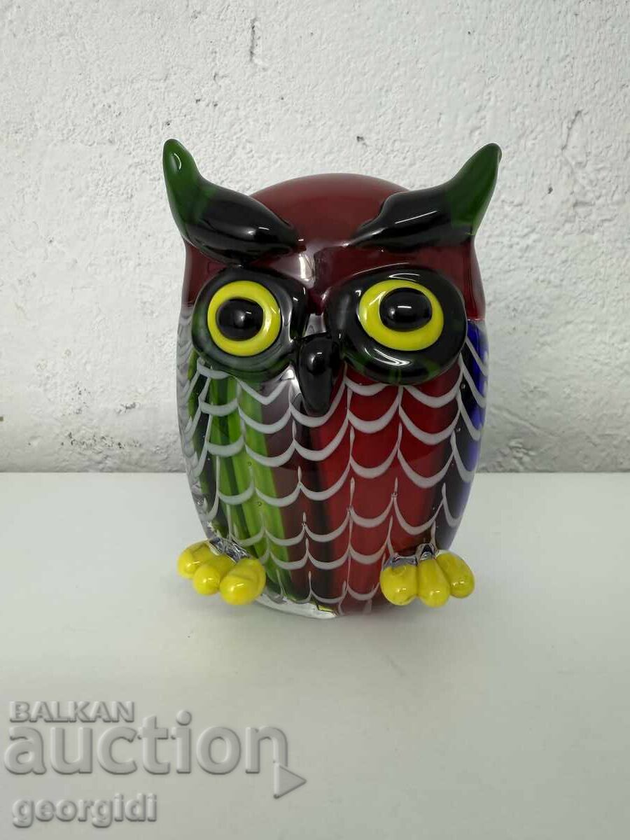 Έγχρωμο γυάλινο ειδώλιο κουκουβάγιας - Murano. №7631