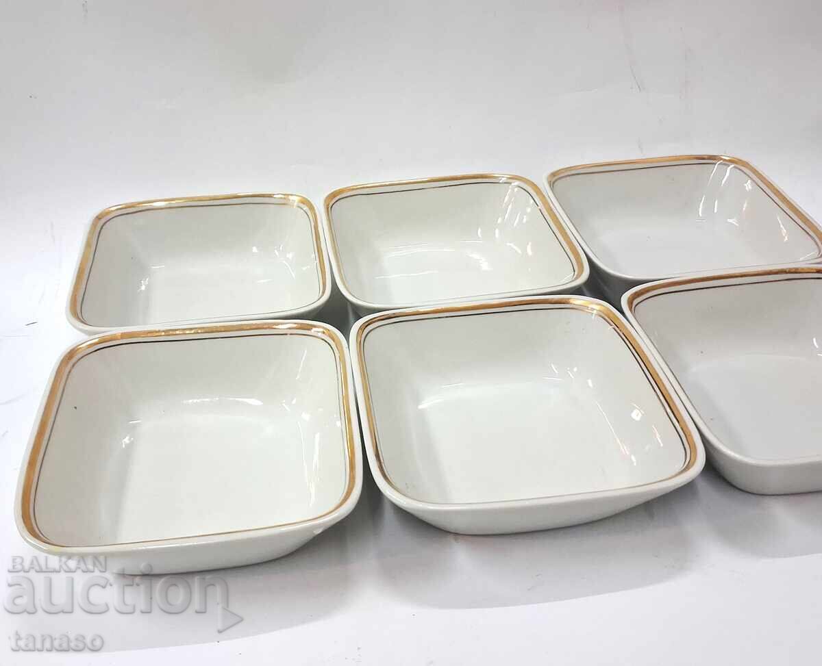 Комплект от шест порцеланови купички със златен кант - 5 Комплект от шест порцеланови купички със златен кант - 5