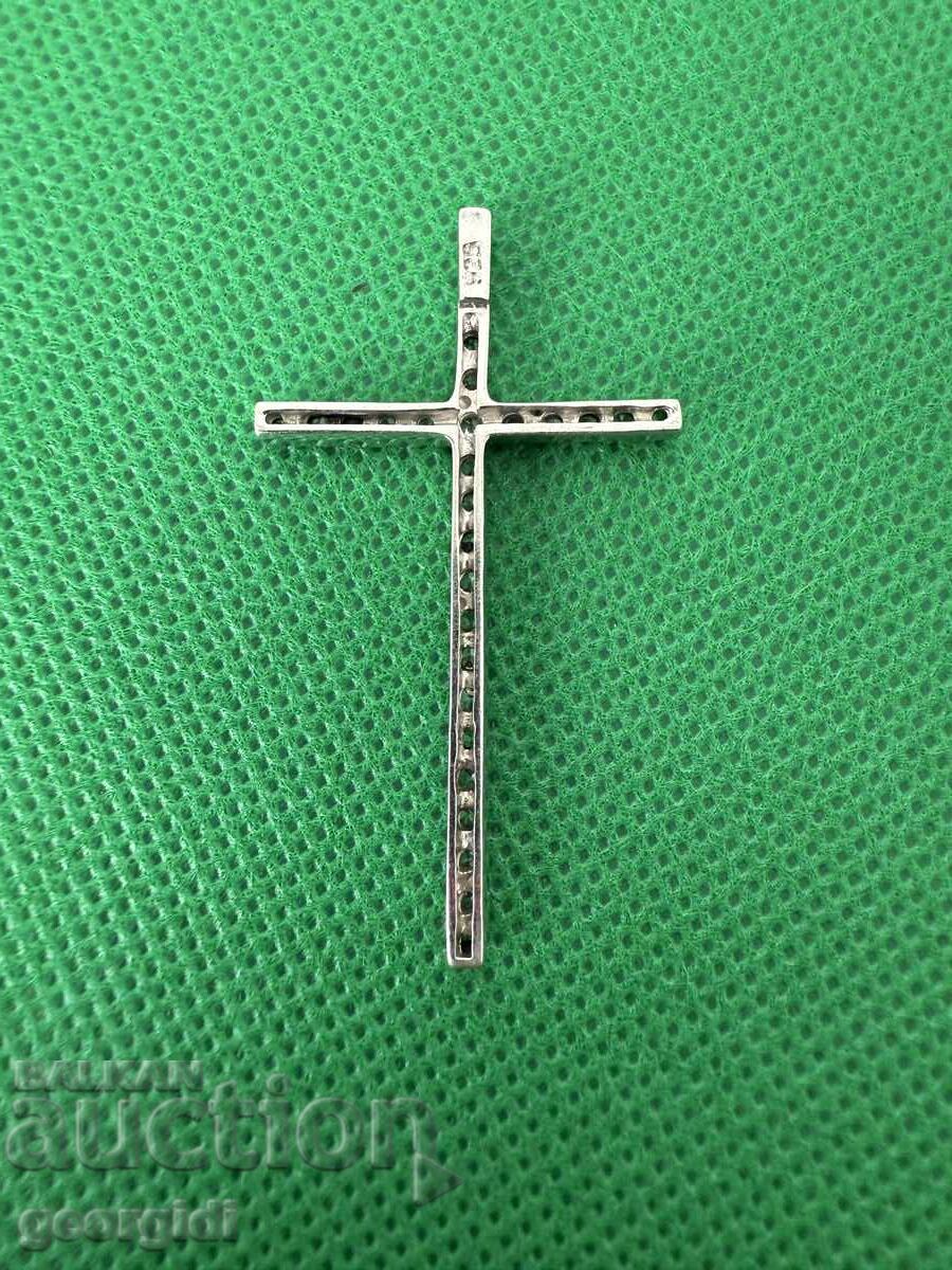 Auction  Silver cross with zircons. №7632