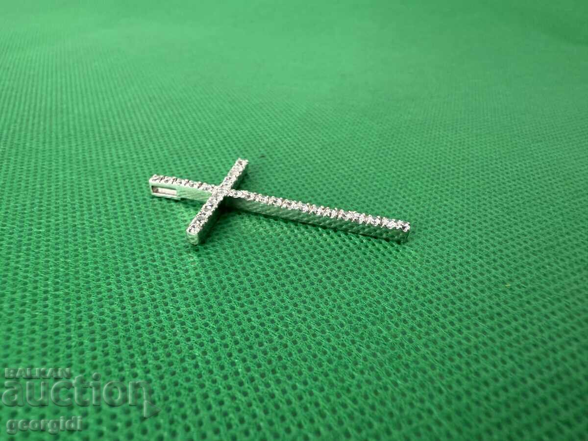 Silver cross with zircons. №7632 - 5