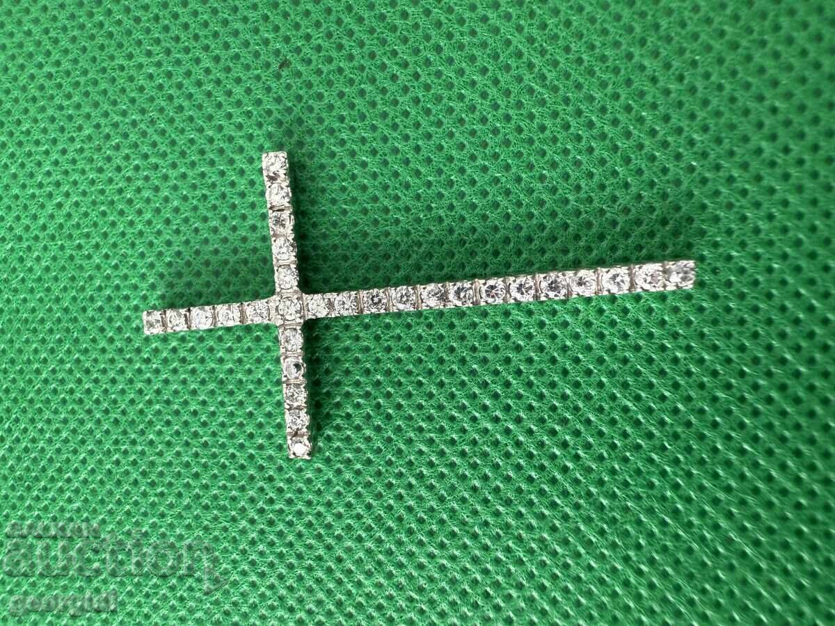 Silver cross with zircons. №7632 - 6