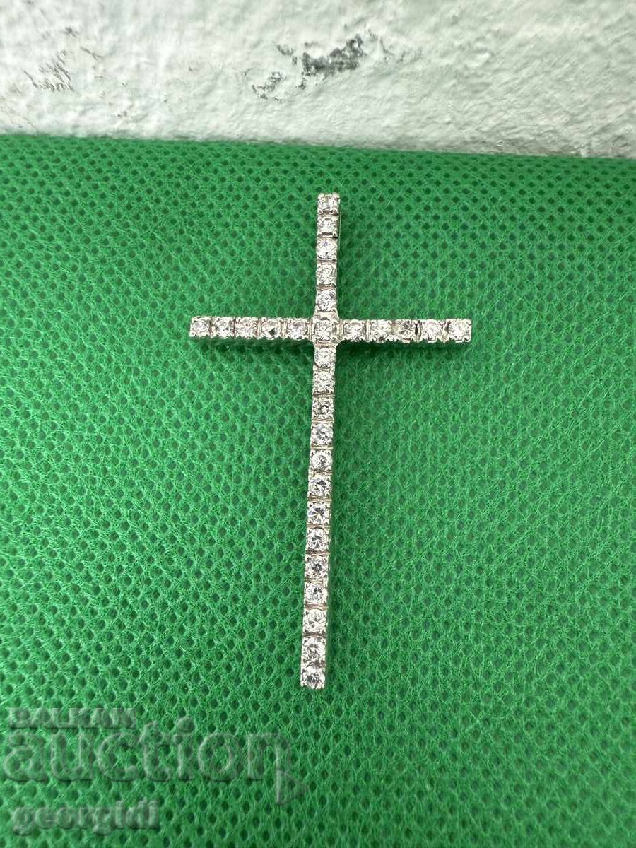 Silver cross with zircons. №7632 - 7