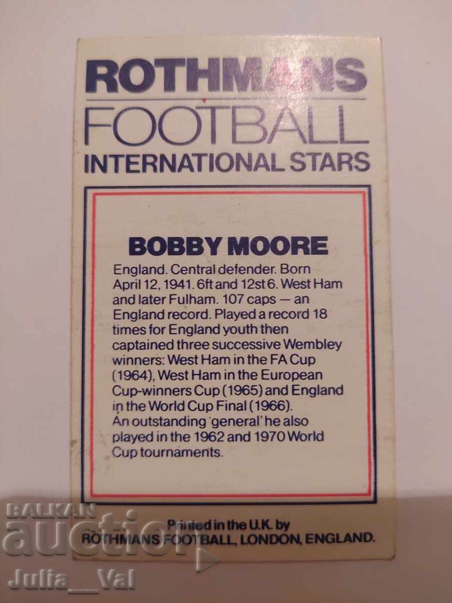 Fotbal - Bobby Moore - Anglia cu preț 3.00 BGN | € 1.53