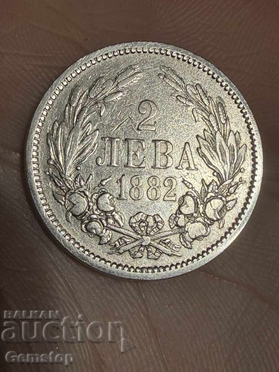 ΒΖΤ! Δύο λέβα ασήμι Πριγκιπάτο Βουλγαρίας 1882 από 1st! ΒΖΤ! Δύο λέβα ασήμι Πριγκιπάτο Βουλγαρίας 1882 από 1st!