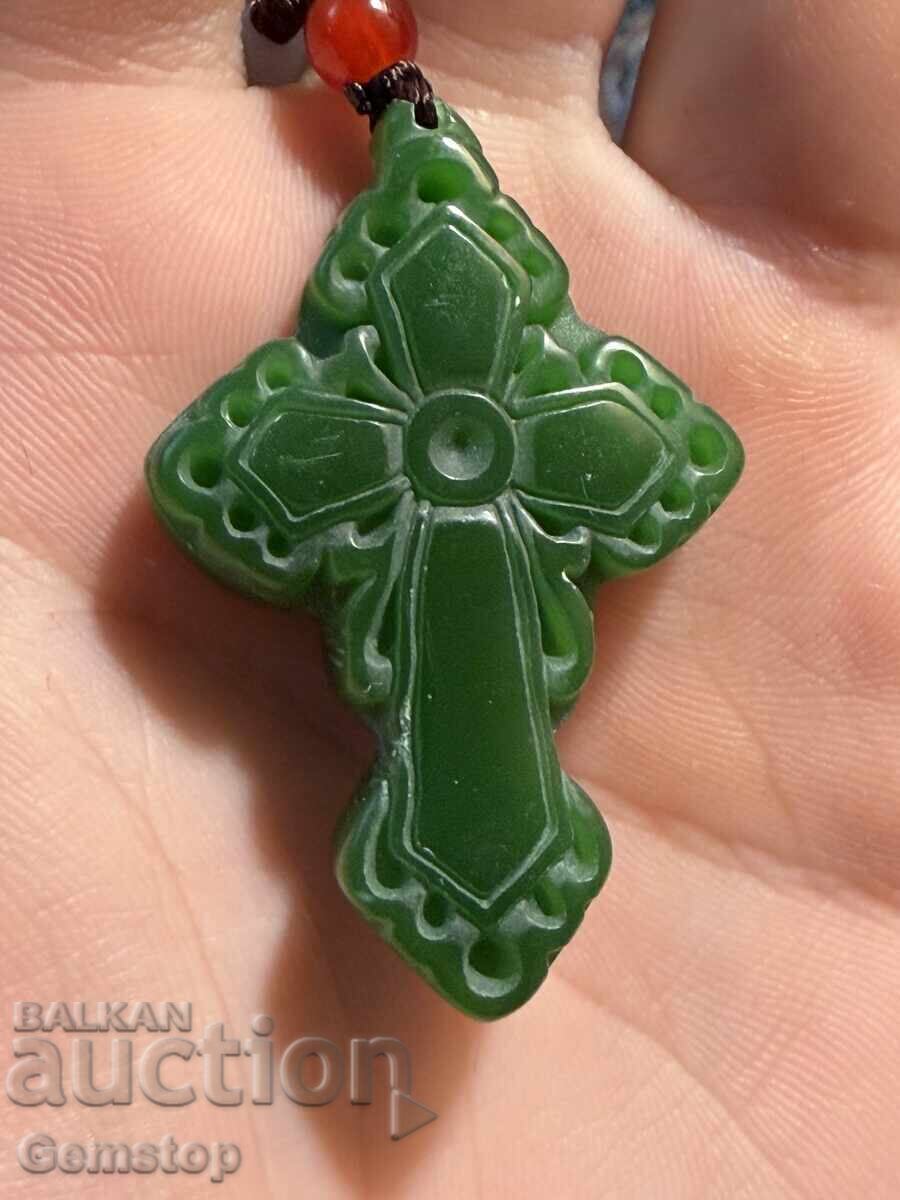 ΒΖΤ! 155 κ-τ φυσικό μενταγιόν φυλαχτό νεφρίτη σταυρός από 1στ! με τιμή 6.01 BGN | € 3.07 ΒΖΤ! 155 κ-τ φυσικό μενταγιόν φυλαχτό νεφρίτη σταυρός από 1στ! με τιμή 6.01 BGN | € 3.07