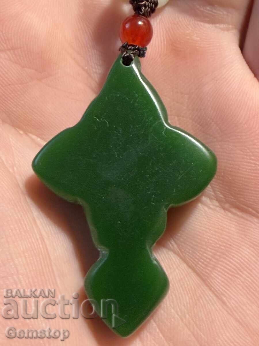 ΒΖΤ! 155 κ-τ φυσικό μενταγιόν φυλαχτό νεφρίτη σταυρός από 1στ! - 6 ΒΖΤ! 155 κ-τ φυσικό μενταγιόν φυλαχτό νεφρίτη σταυρός από 1στ! - 6