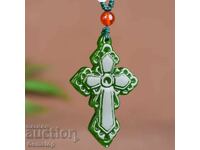 ΒΖΤ! 155 κ-τ φυσικό μενταγιόν φυλαχτό νεφρίτη σταυρός από 1στ!